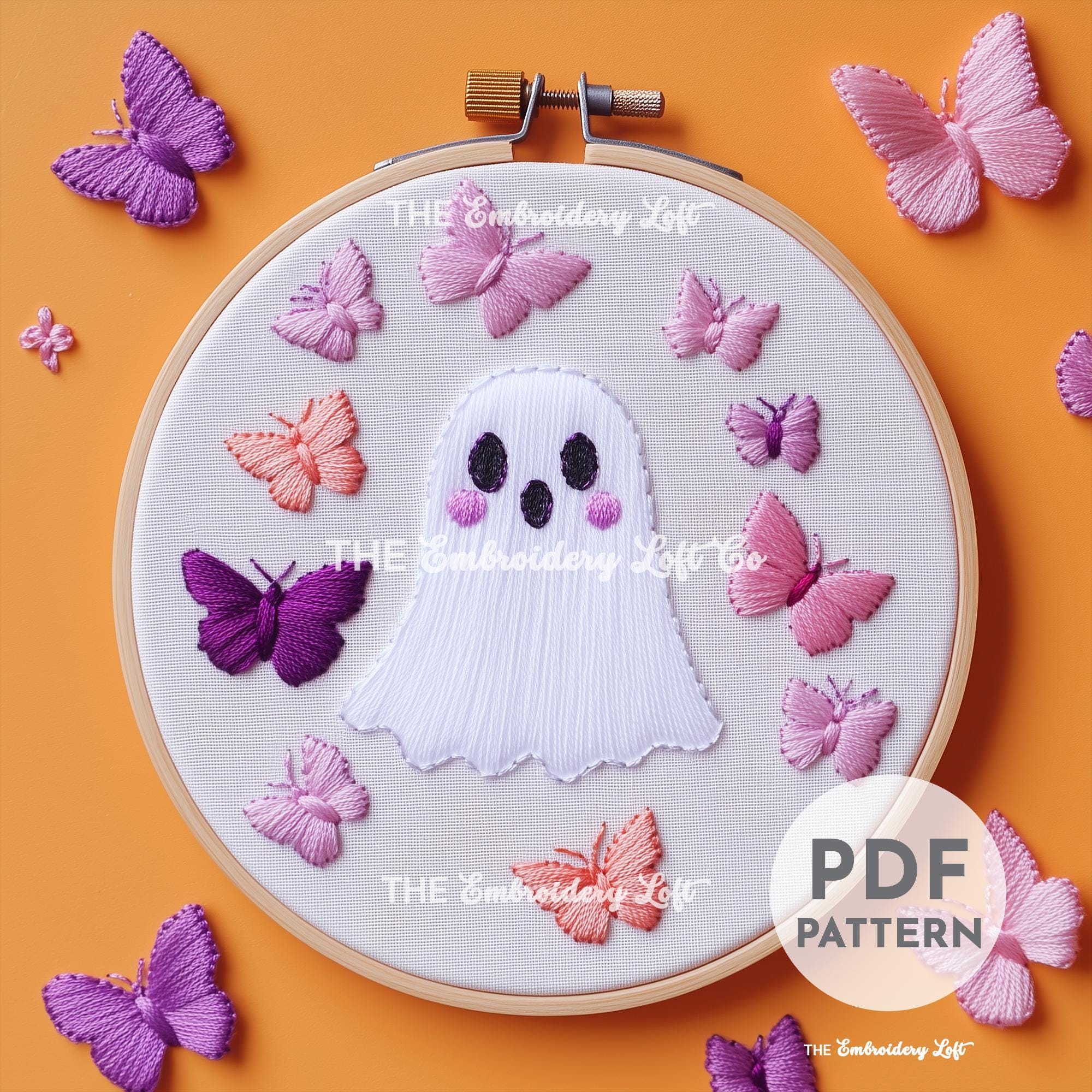 Ghost with Butterflies Hand Embroidery Pattern