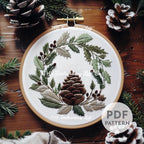 Pinecone Wreath Hand Embroidery Pattern