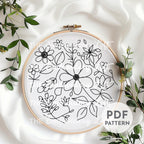 Purple Folk Flower Hand Embroidery Pattern