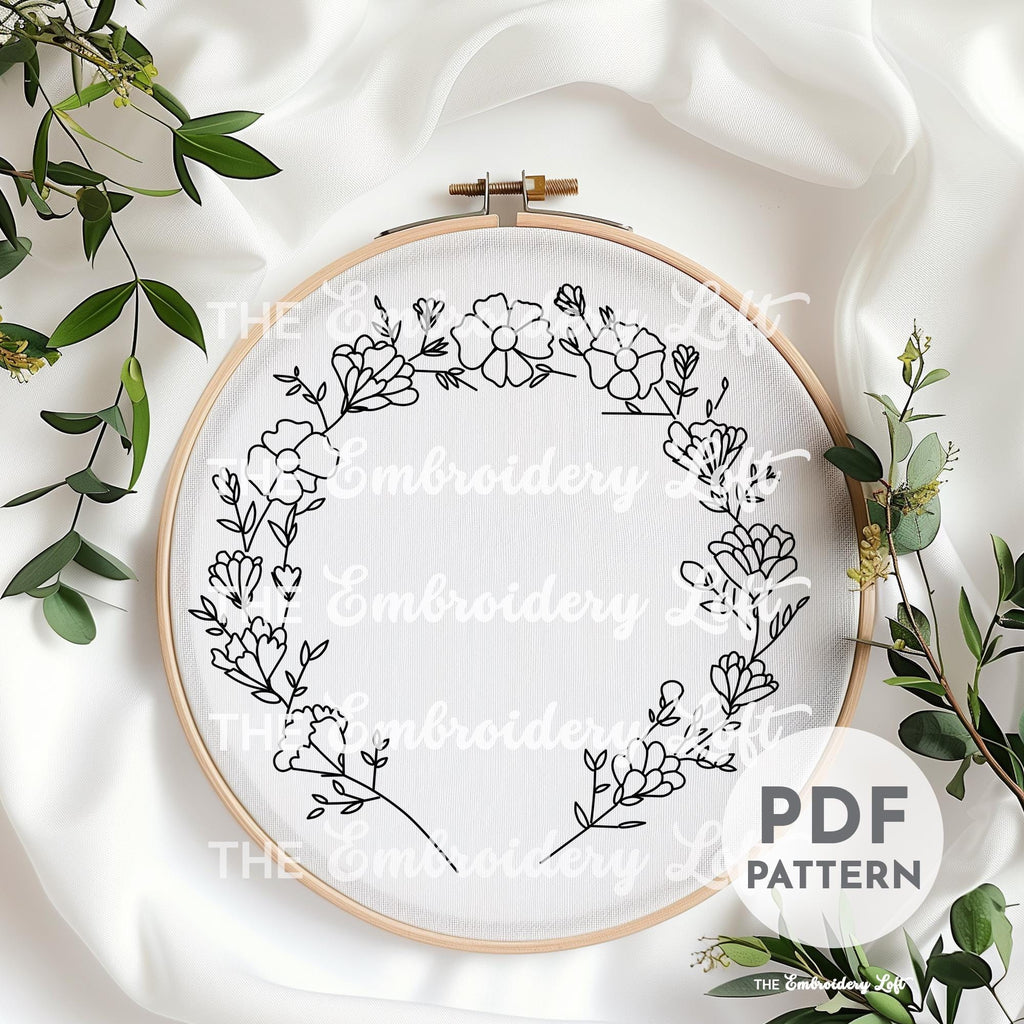 Carnation Wreath Hand Embroidery Pattern