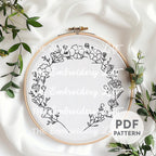 Carnation Wreath Hand Embroidery Pattern