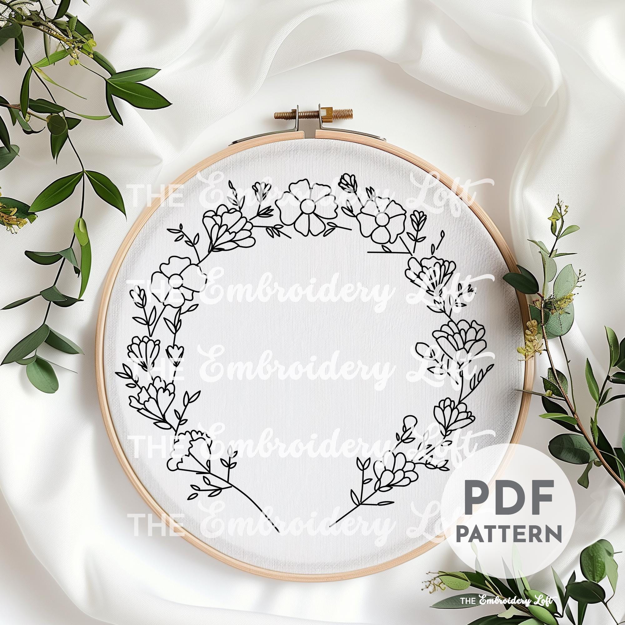 Carnation Wreath Hand Embroidery Pattern