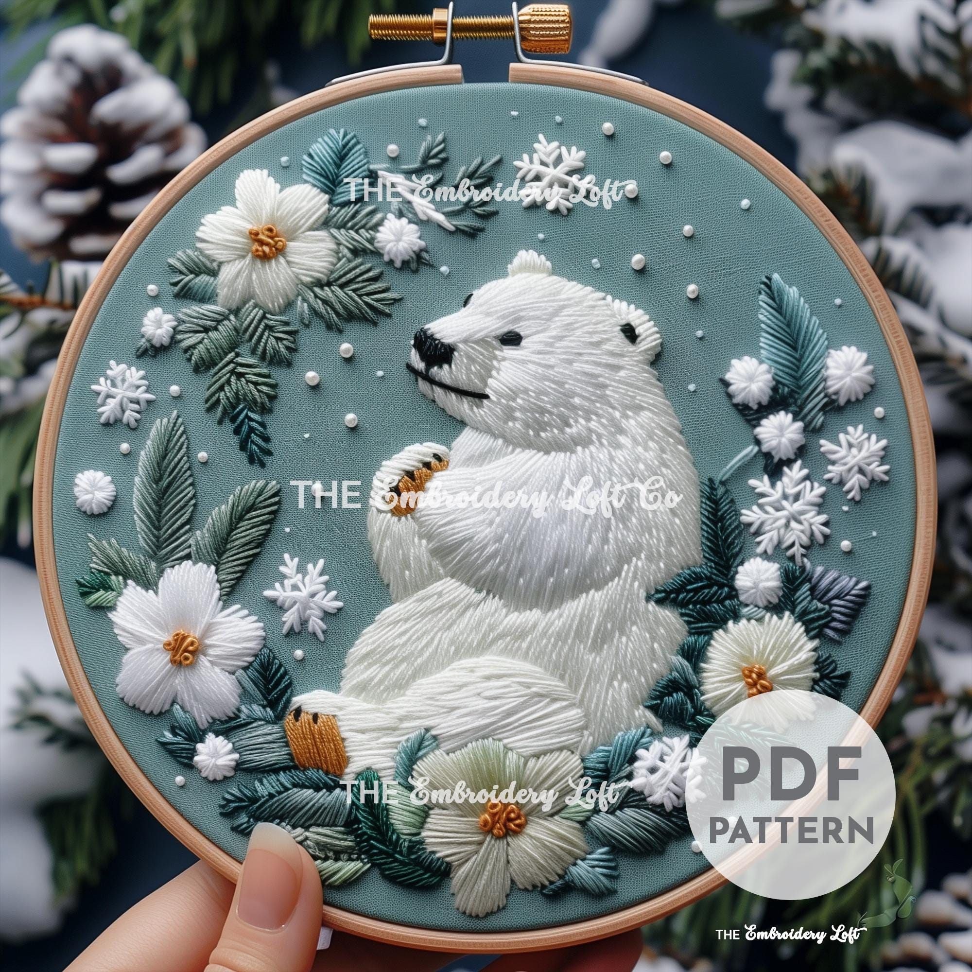 Polar Bear Hand Embroidery Pattern