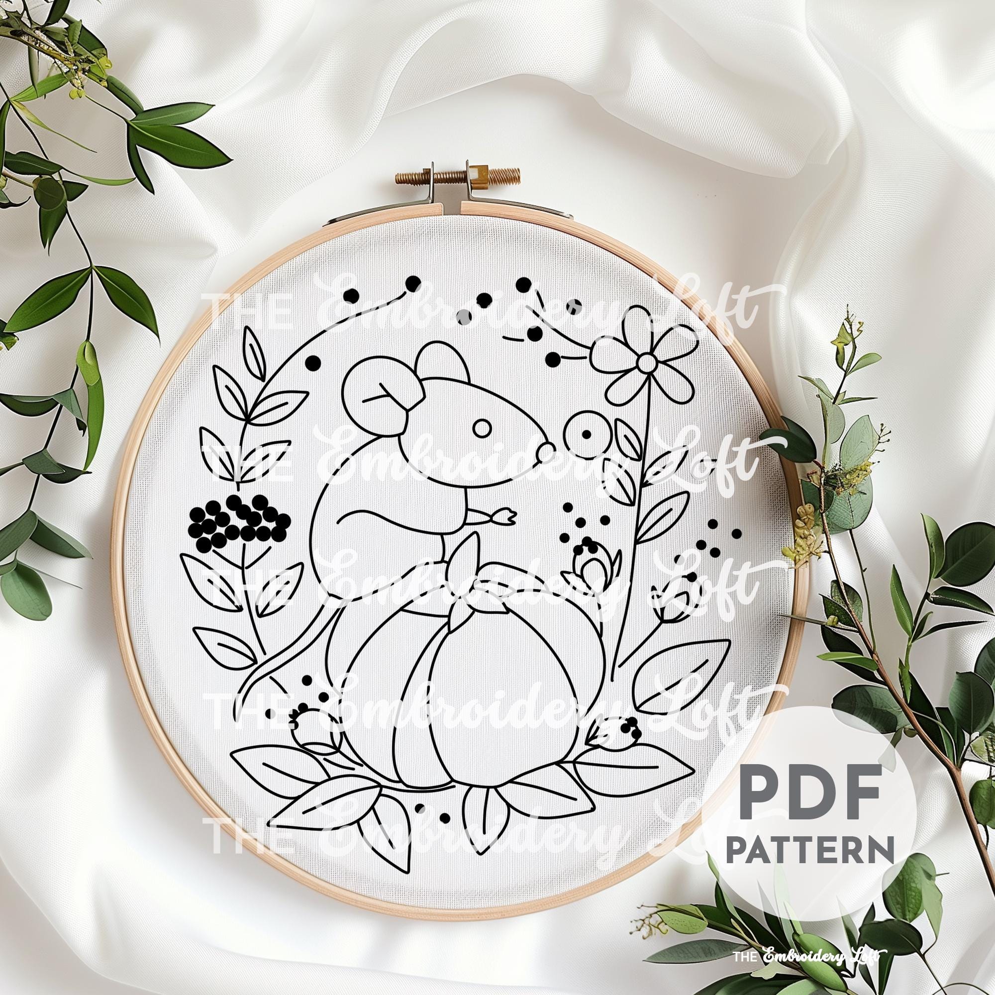 Autumn Mouse Hand Embroidery Pattern