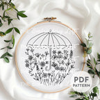 Floral Umbrella Hand Embroidery Pattern