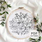 Autumn Flowers Hand Embroidery Pattern