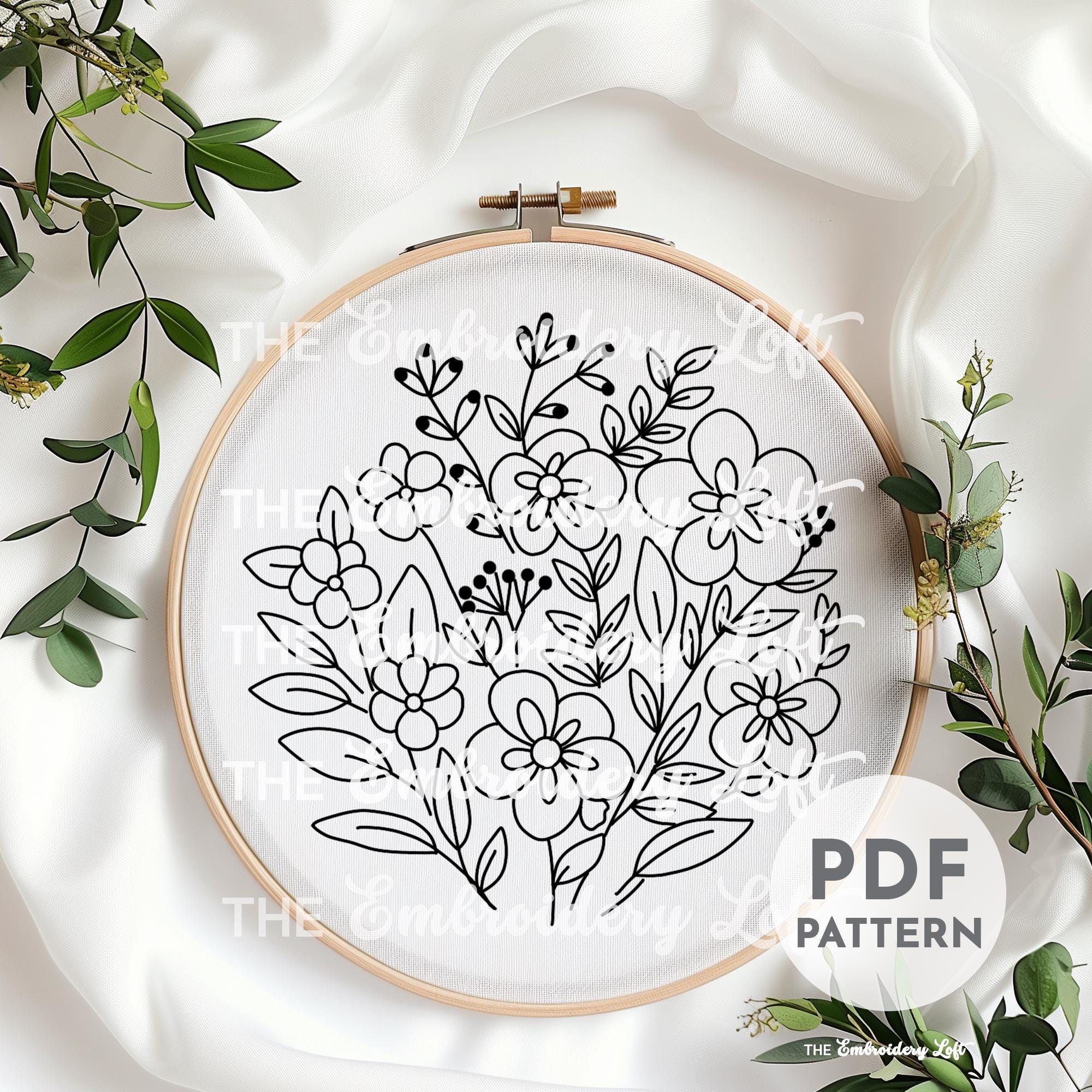 Autumn Flowers Hand Embroidery Pattern