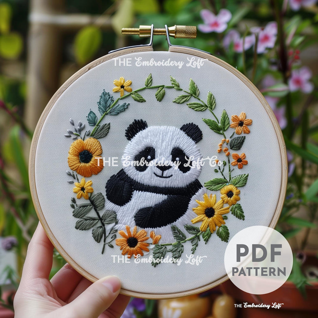 Panda Hand Embroidery Pattern