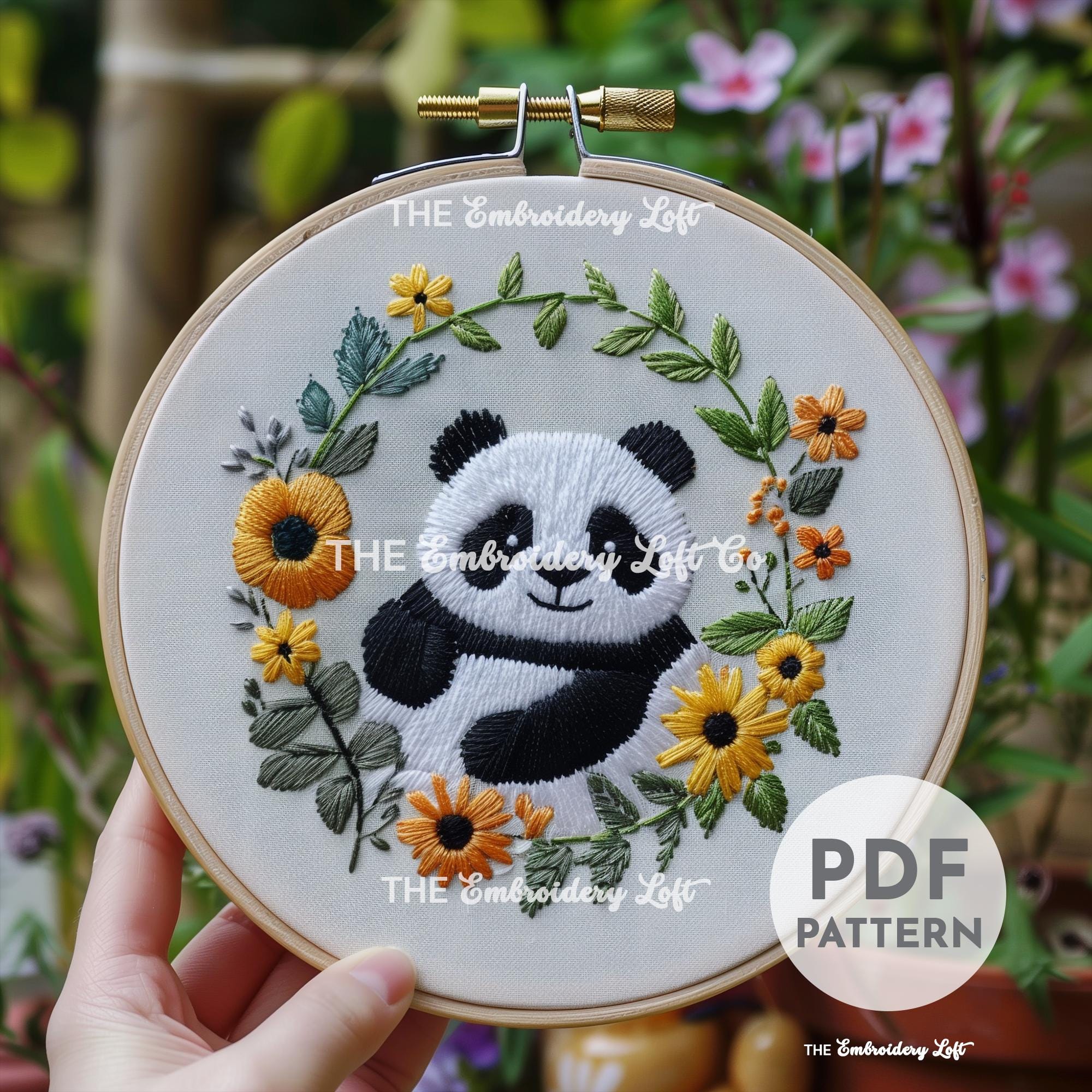 Panda Hand Embroidery Pattern