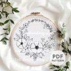 Blooming Wreath Hand Embroidery Pattern