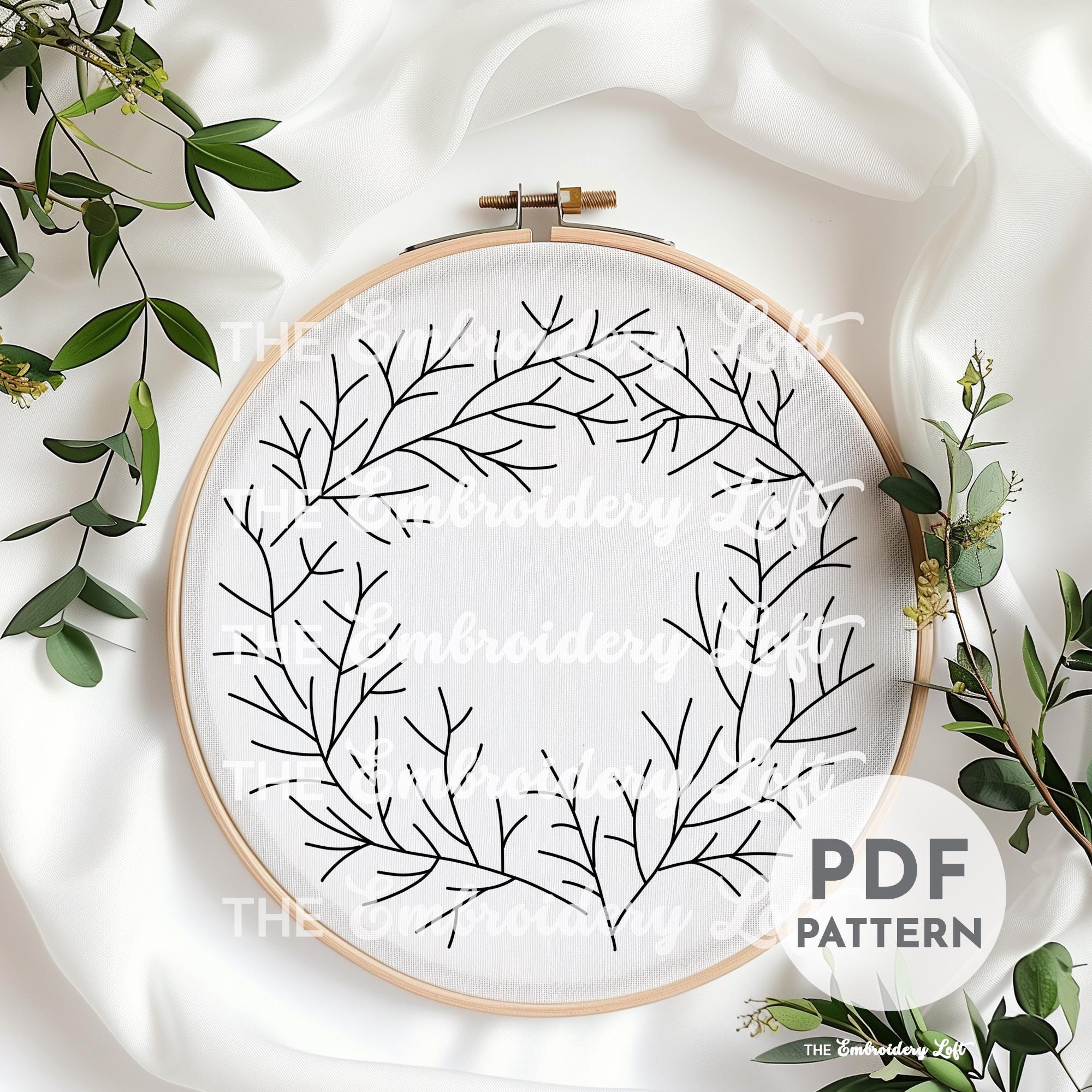Coral Wreath Hand Embroidery Pattern