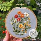 Meadow of Wildflowers Hand Embroidery Pattern
