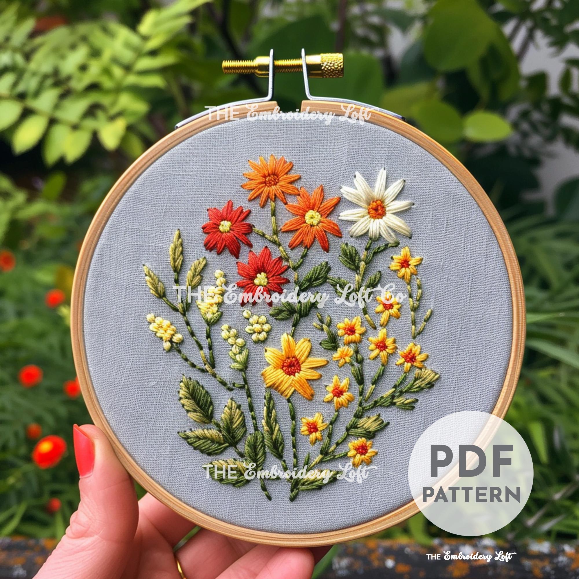 Meadow of Wildflowers Hand Embroidery Pattern
