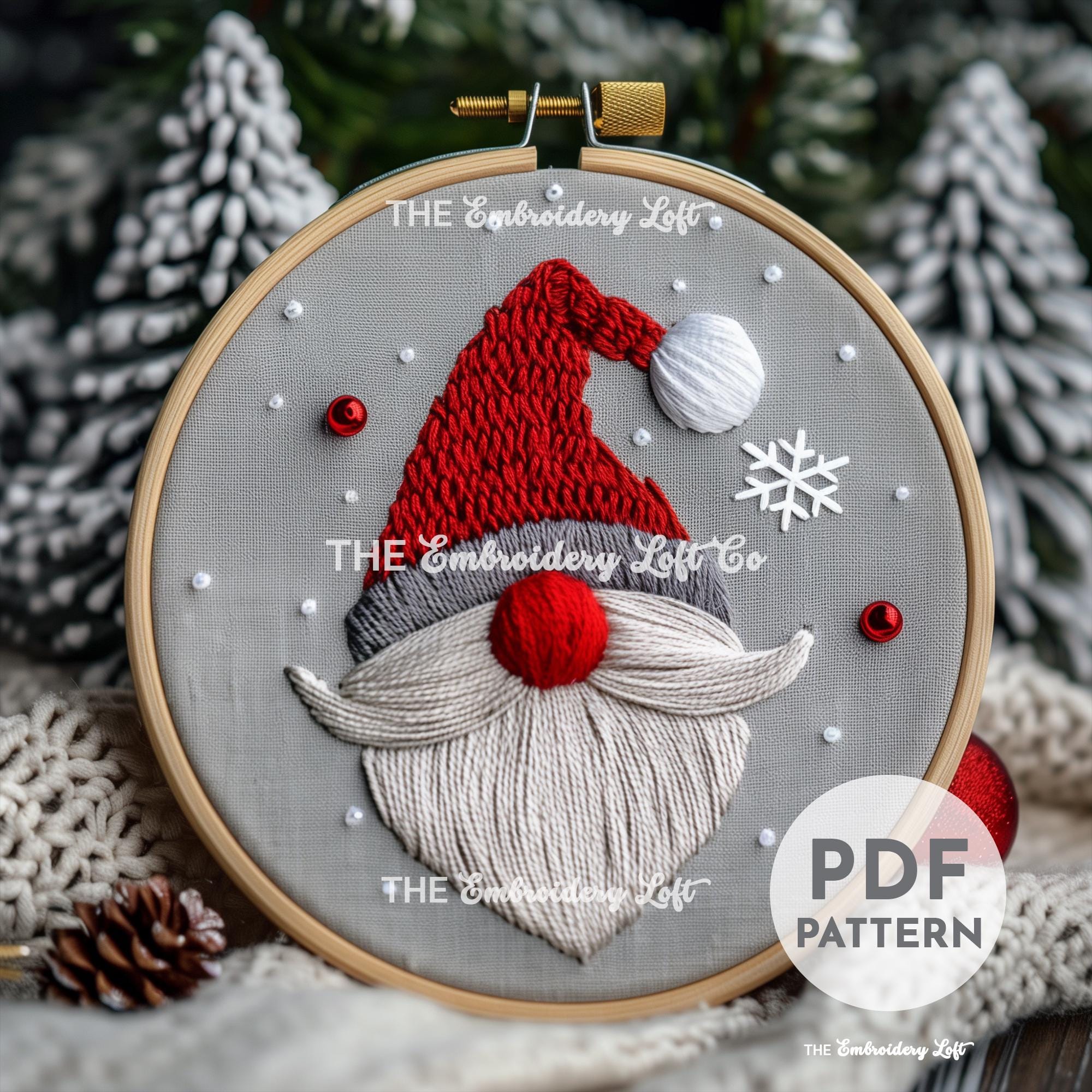 Gnome Santa Hand Embroidery Pattern