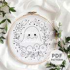 Floral Ghost Hand Embroidery Pattern