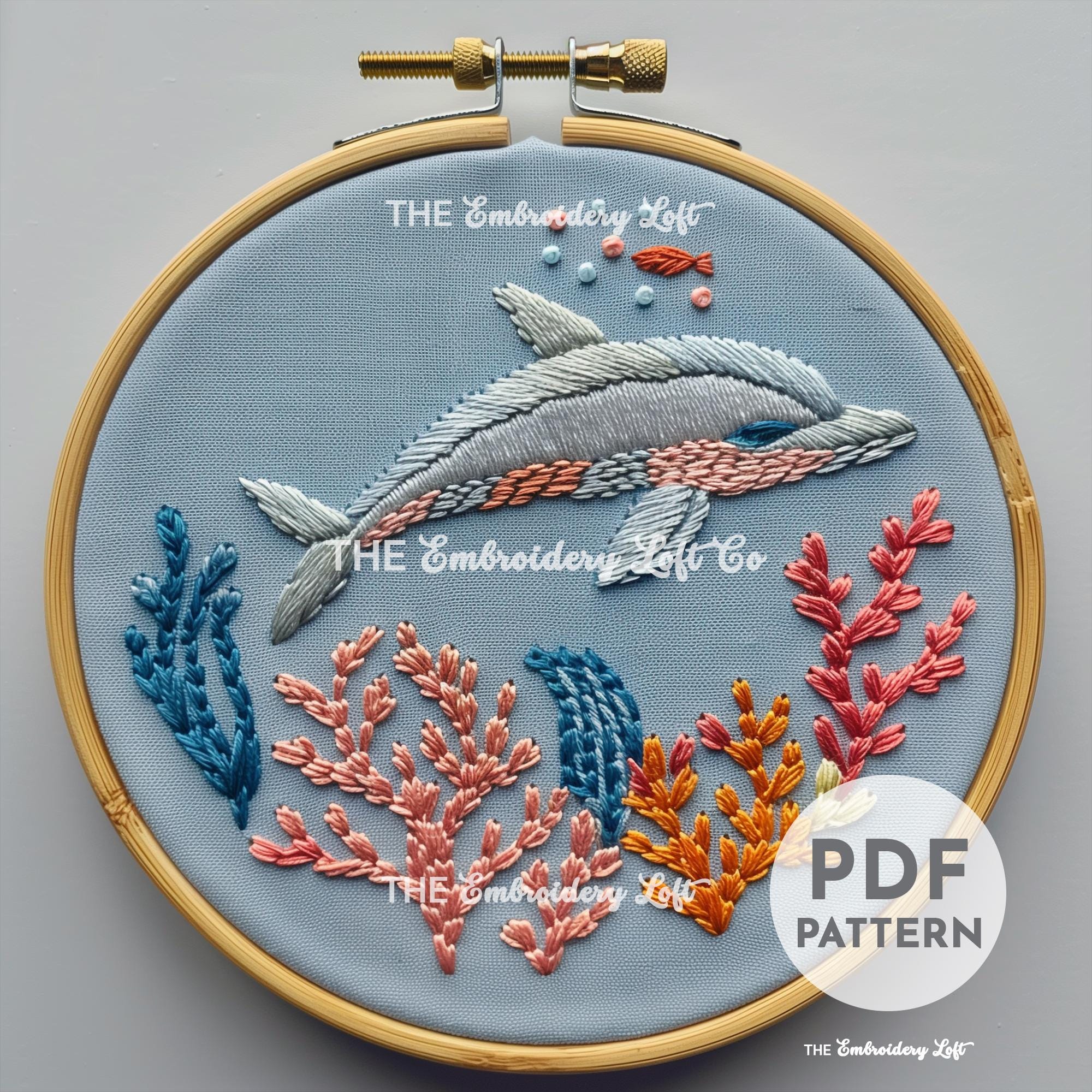 Dolphin Hand Embroidery Pattern