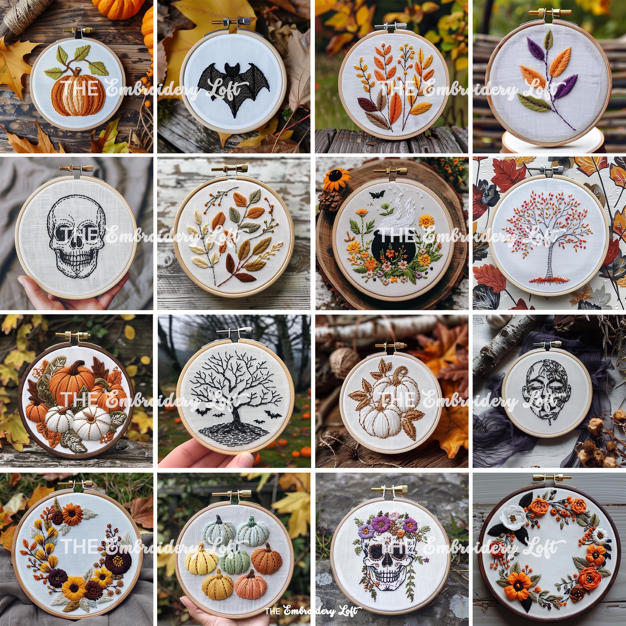 MINI COLLECTION, Autumn and Halloween Hand Embroidery Pattern Collection, Current and Future Designs, Lifetime Access, Hand Embroidery, DIY