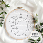 Ghost Kitty Hand Embroidery Pattern