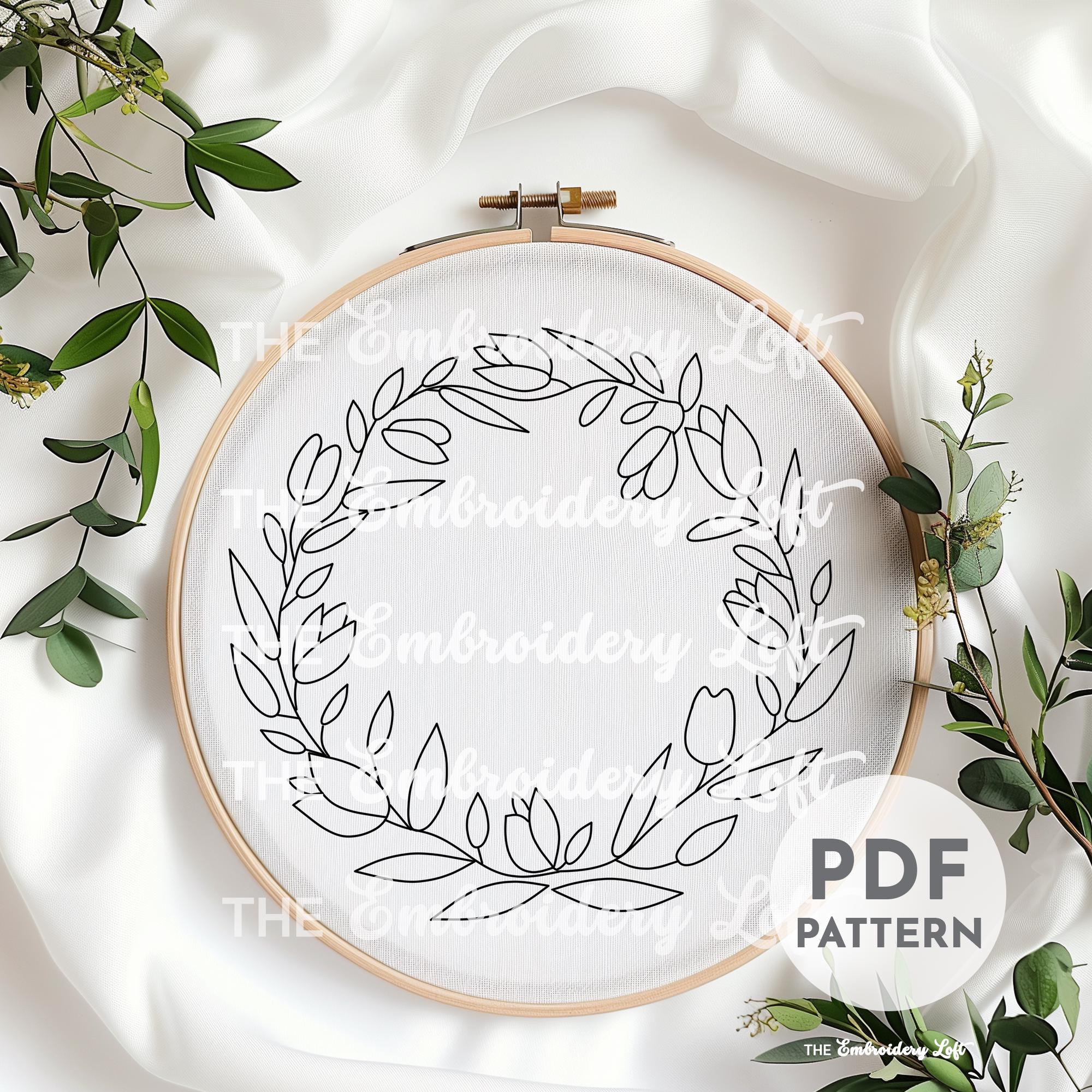Tulip Wreath Hand Embroidery Pattern