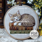 Sleeping Tabby Hand Embroidery Pattern
