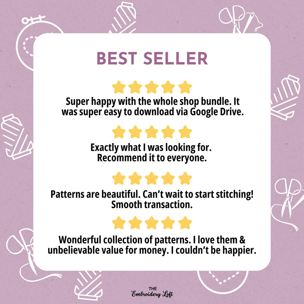 WHOLE SHOP BUNDLE, Hand Embroidery Pattern Collection, Current and Future Designs, Lifetime Access, Hand Embroidery Patterns, Super Pack