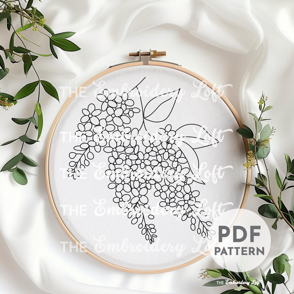 Lilac Branch Hand Embroidery Pattern