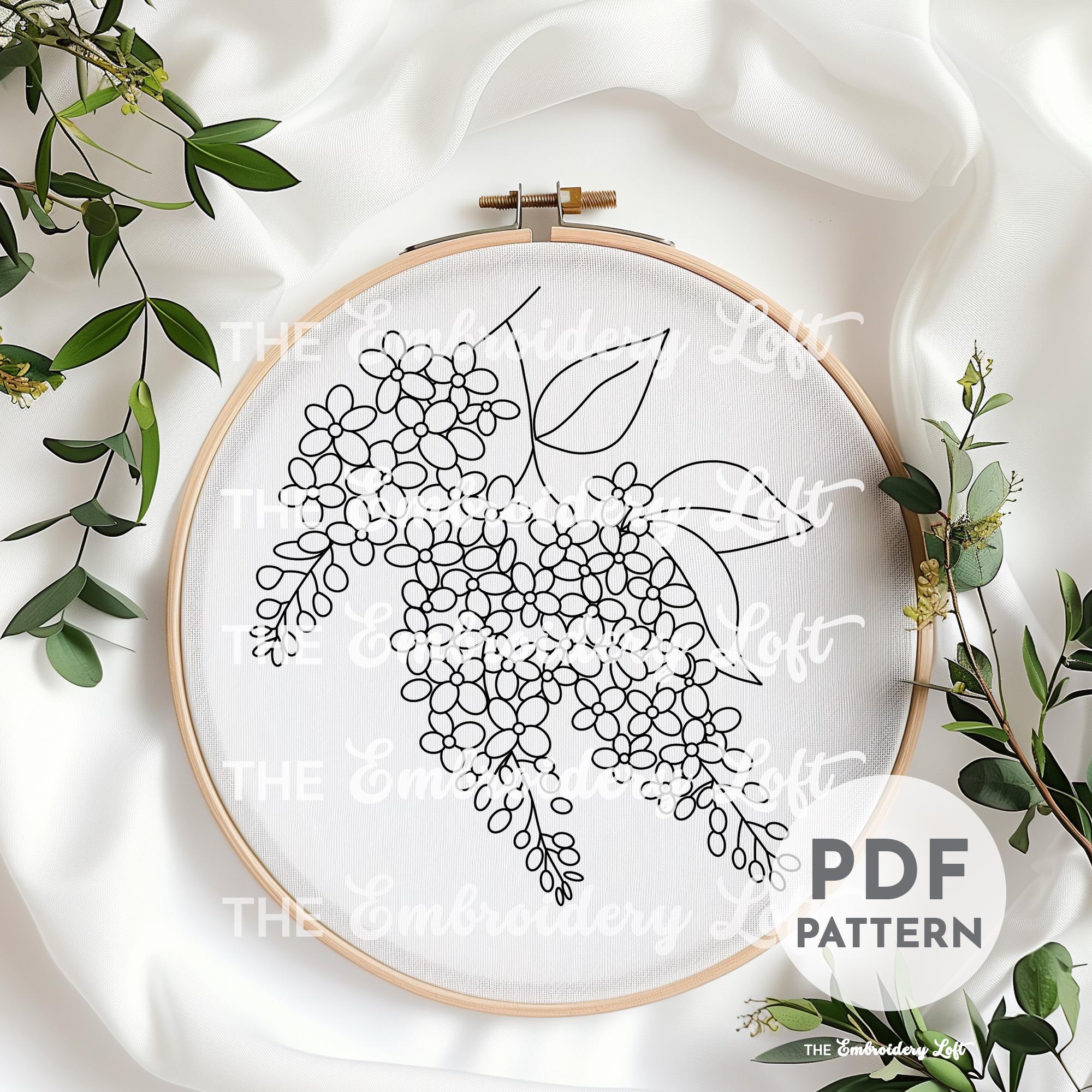 Lilac Branch Hand Embroidery Pattern