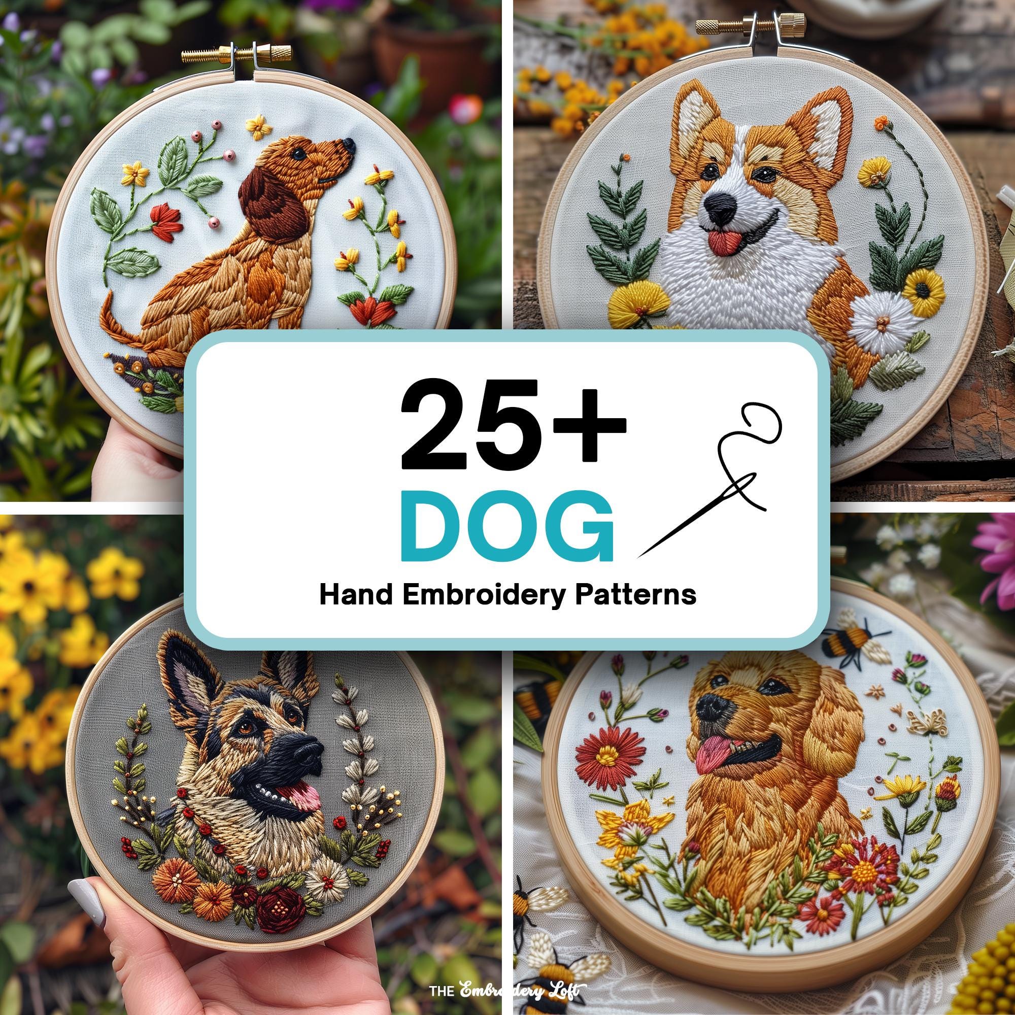 MINI COLLECTION, Dogs Hand Embroidery Pattern Collection, Current and Future Designs, Lifetime Access, Hand Embroidery, Embroidery PDF