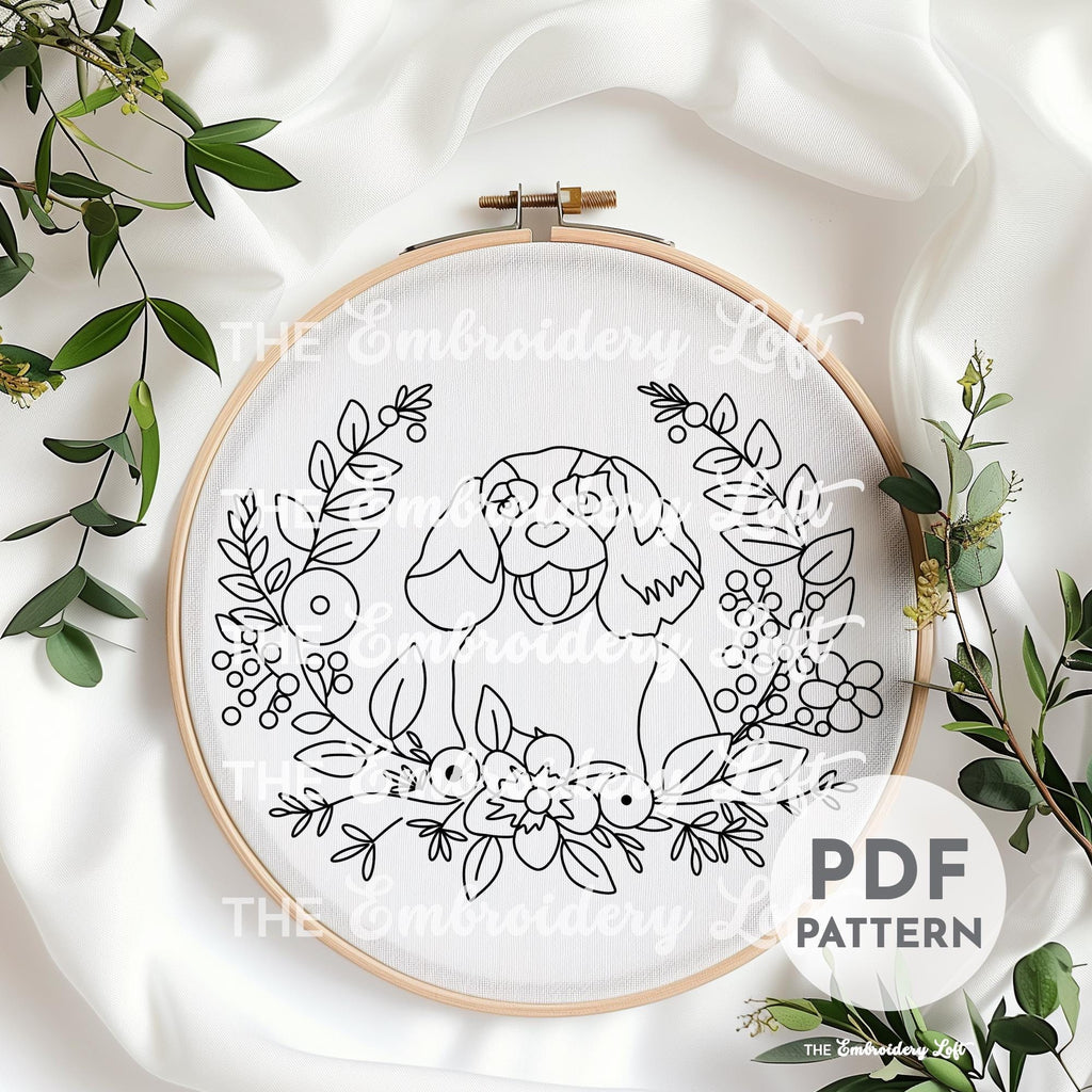Cocker Spaniel Hand Embroidery Pattern