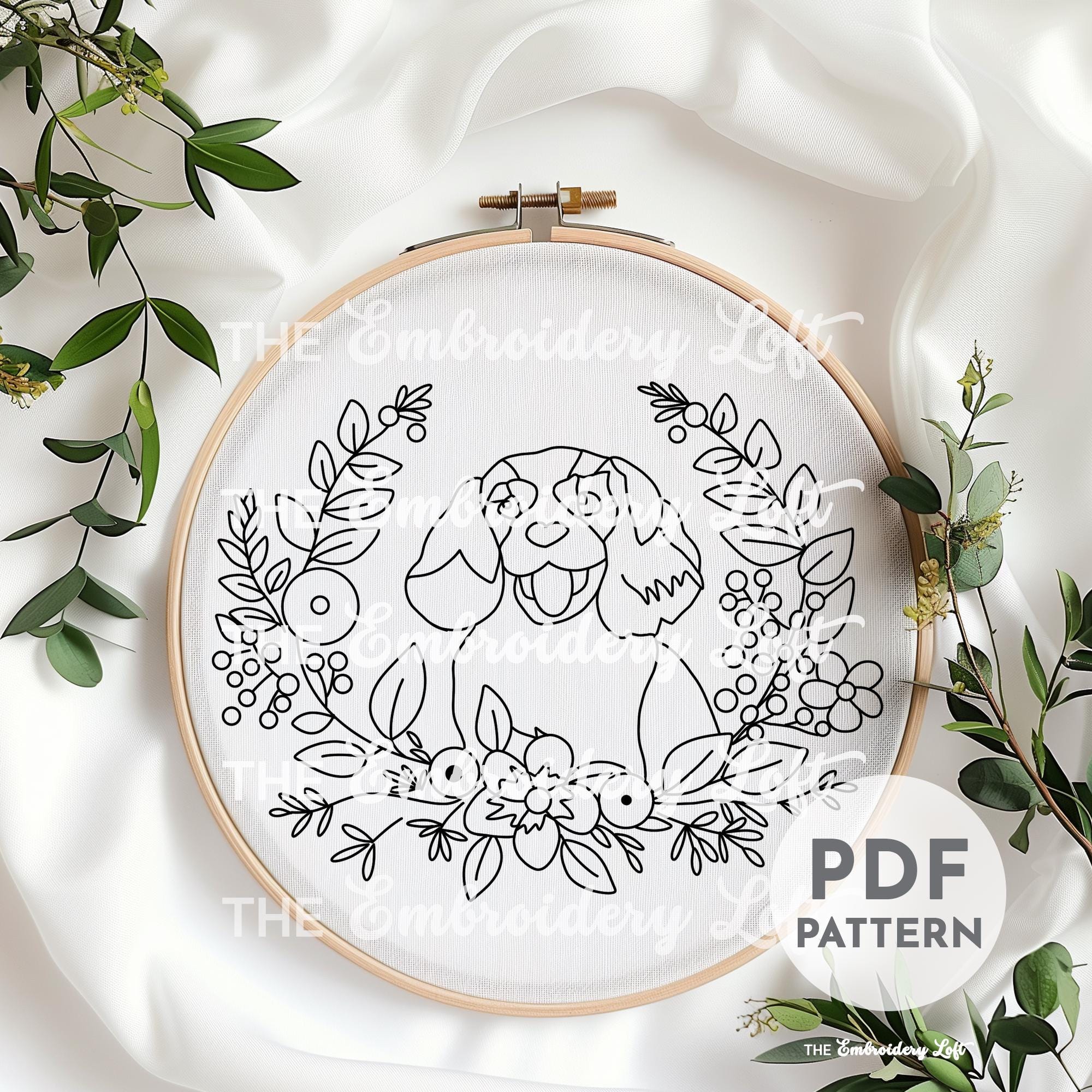 Cocker Spaniel Hand Embroidery Pattern