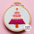 Pink Christmas Tree Hand Embroidery Pattern