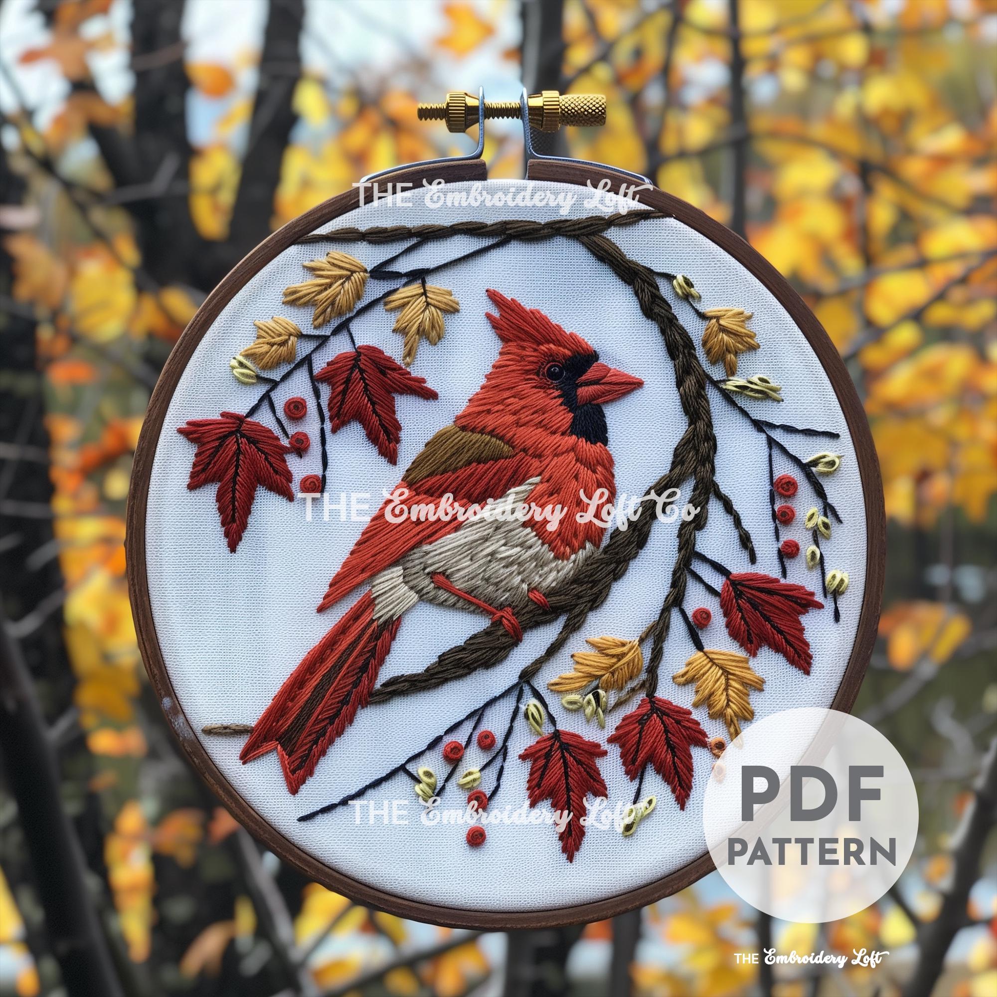 Red Cardinal Hand Embroidery Pattern