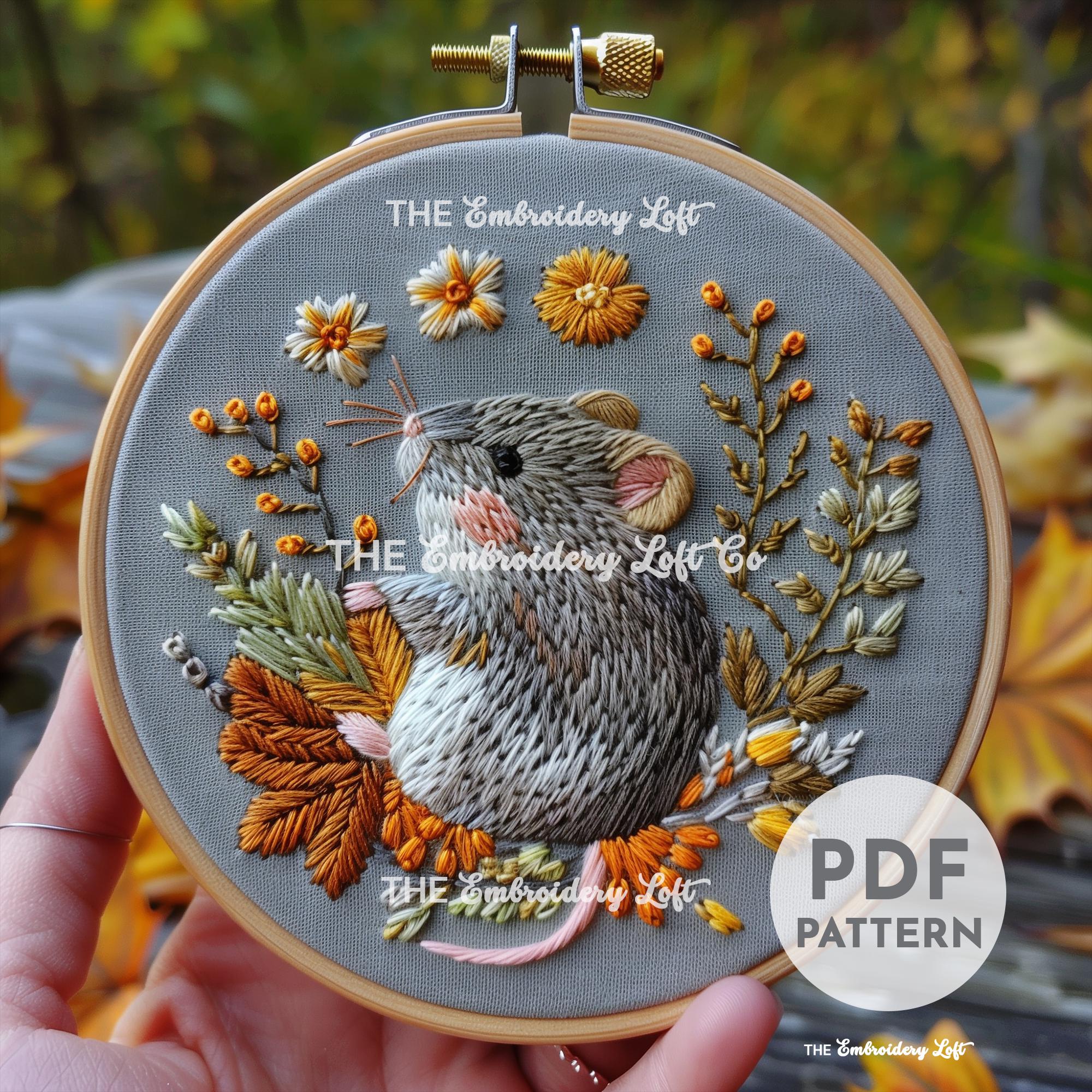 Forest Mouse Hand Embroidery Pattern