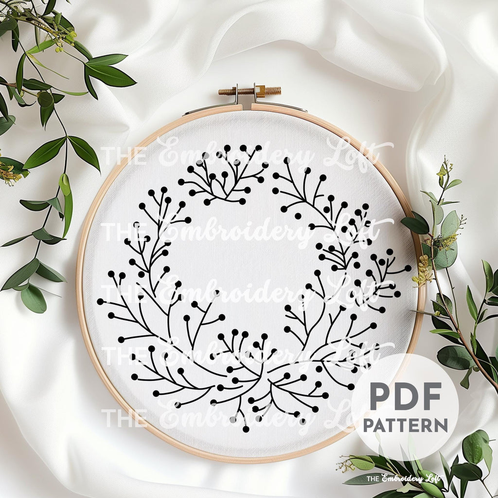 Coral Wreath Hand Embroidery Pattern
