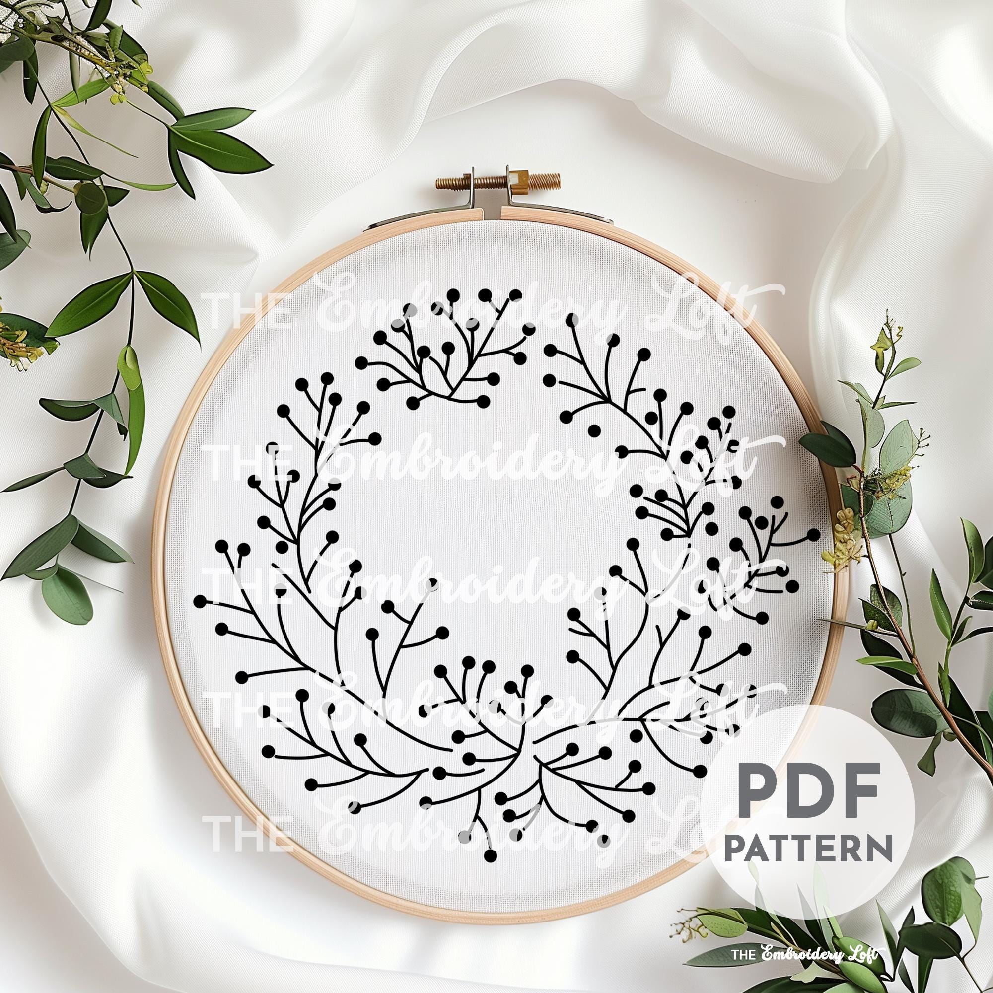 Coral Wreath Hand Embroidery Pattern