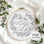 Blue Unicorn Hand Embroidery Pattern
