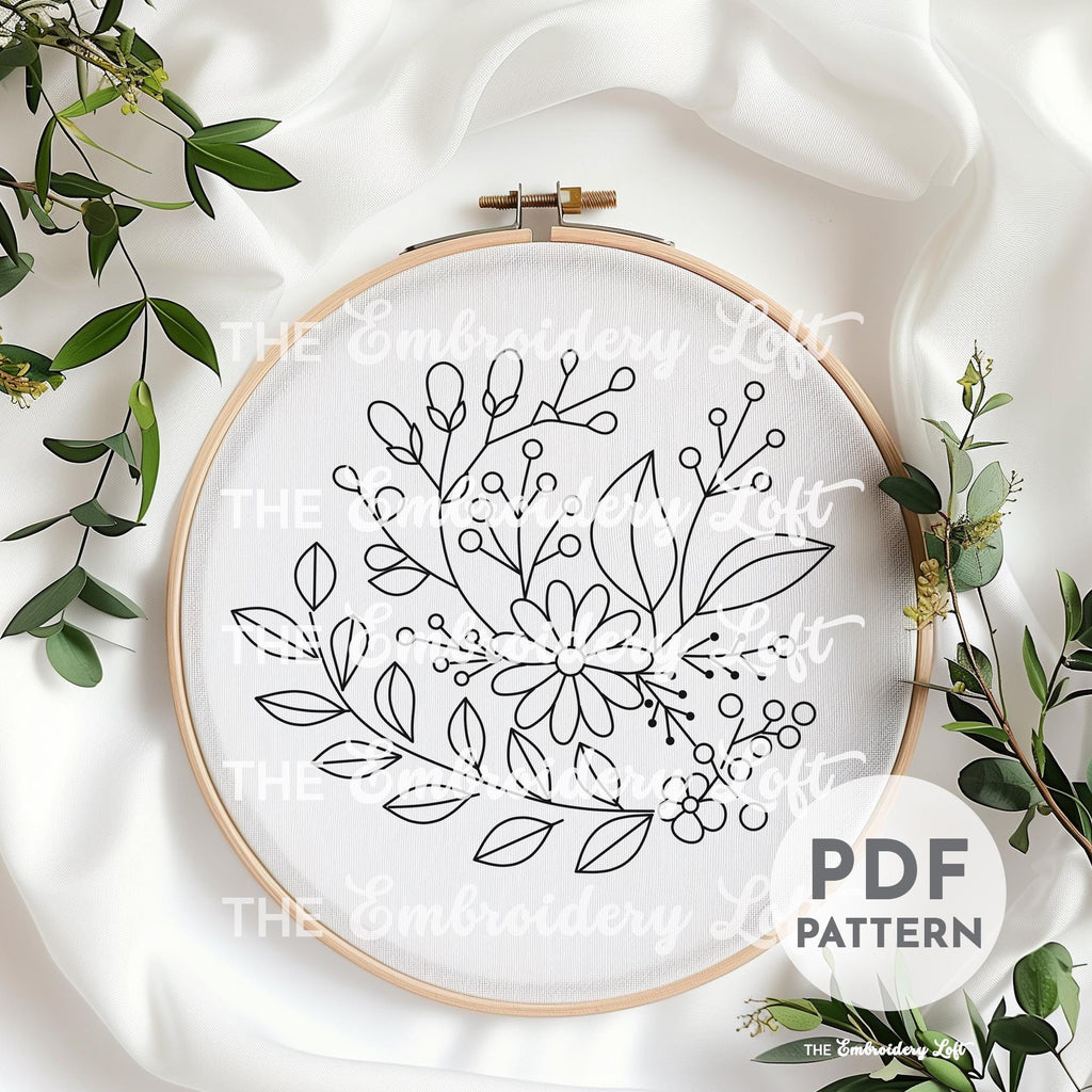 Pink Folk Flower Hand Embroidery Pattern