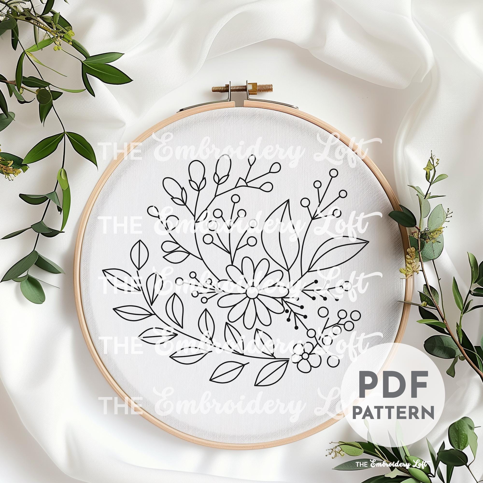 Pink Folk Flower Hand Embroidery Pattern