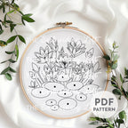 Colorful Water Lilies Hand Embroidery Pattern