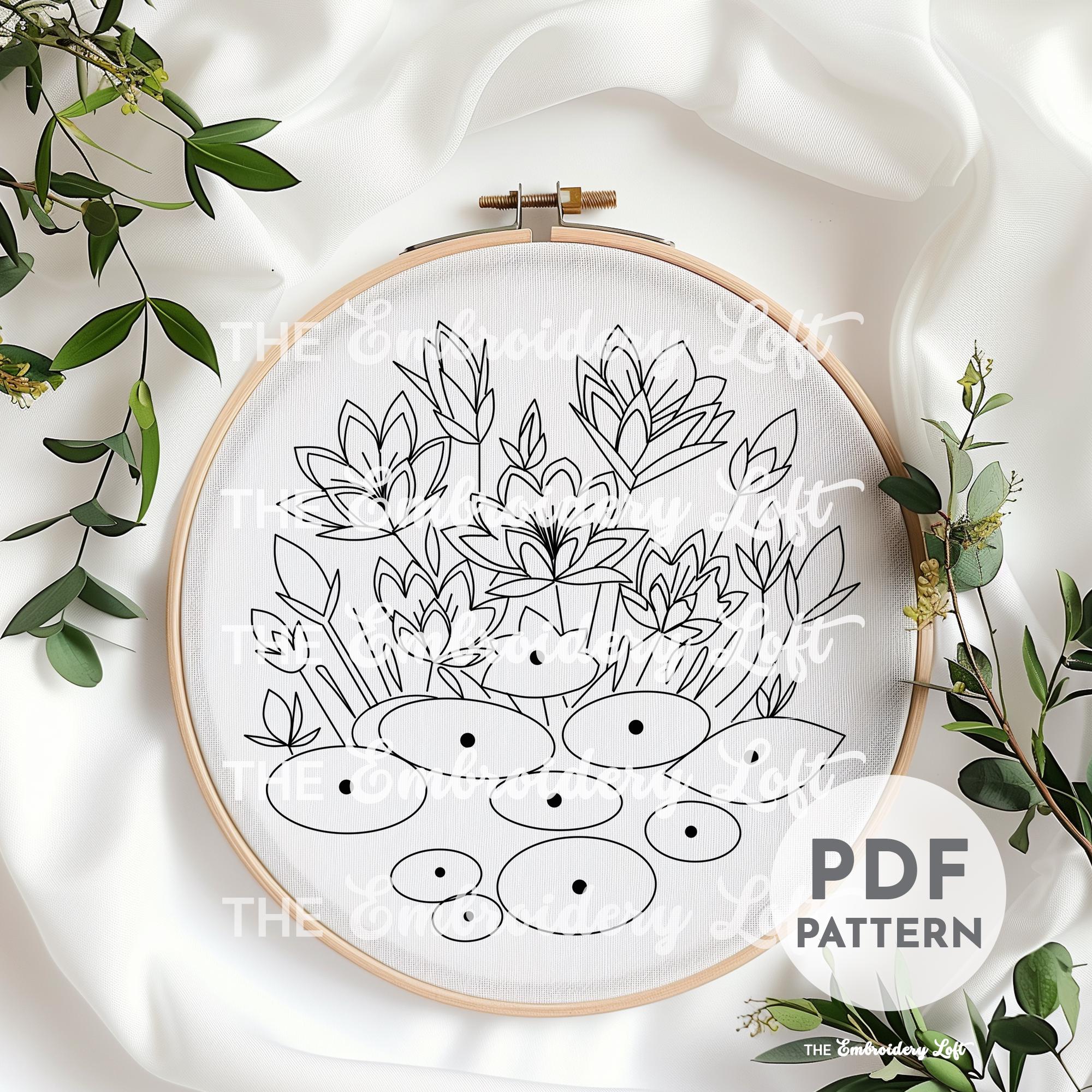Colorful Water Lilies Hand Embroidery Pattern