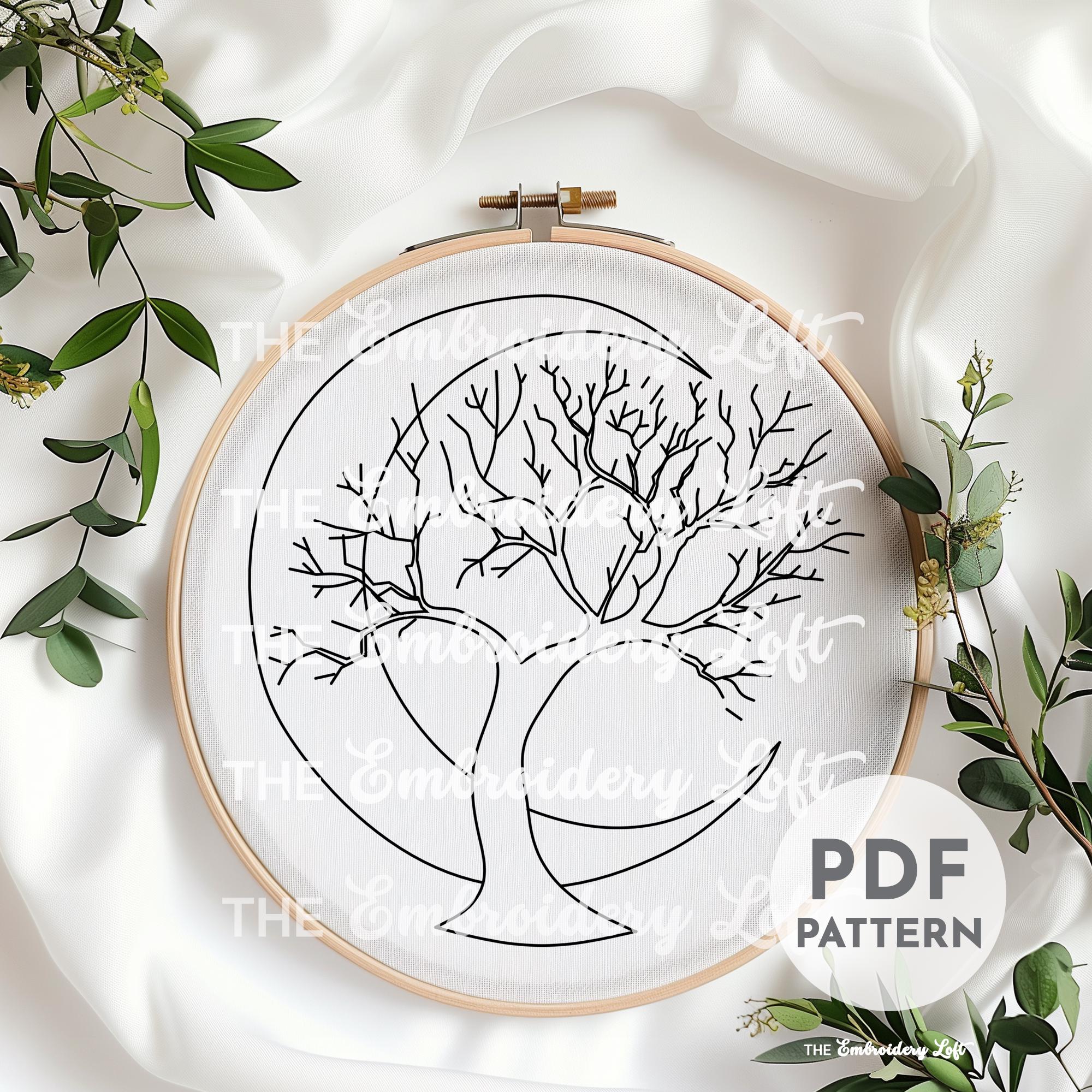 Celestial Tree Hand Embroidery Pattern