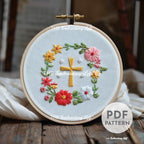 Floral Cross Embroidery Pattern