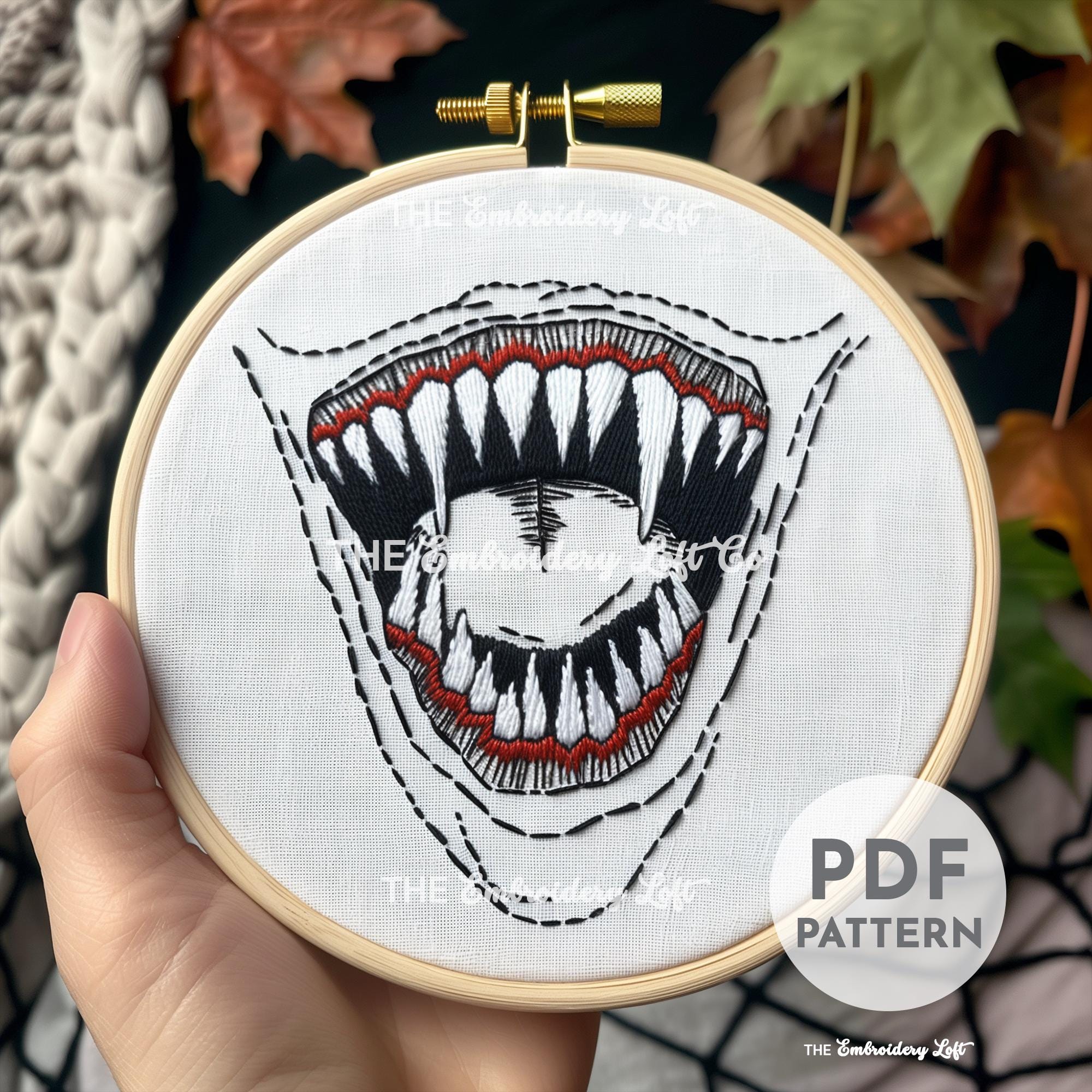 Vampire Hand Embroidery Pattern
