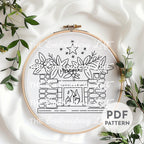 Christmas Fireplace Hand Embroidery Pattern