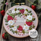 Strawberry Wreath Hand Embroidery Pattern