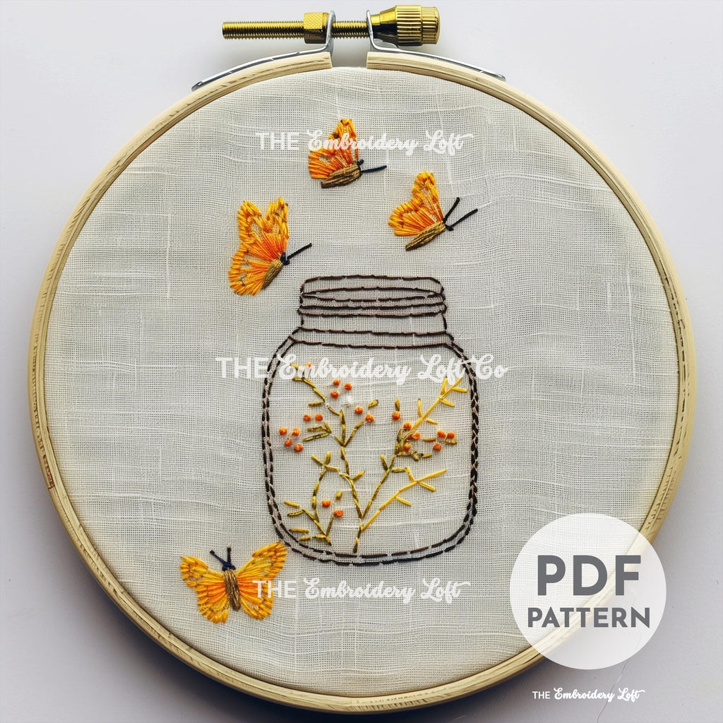 Butterflies and Flowers Hand Embroidery Pattern