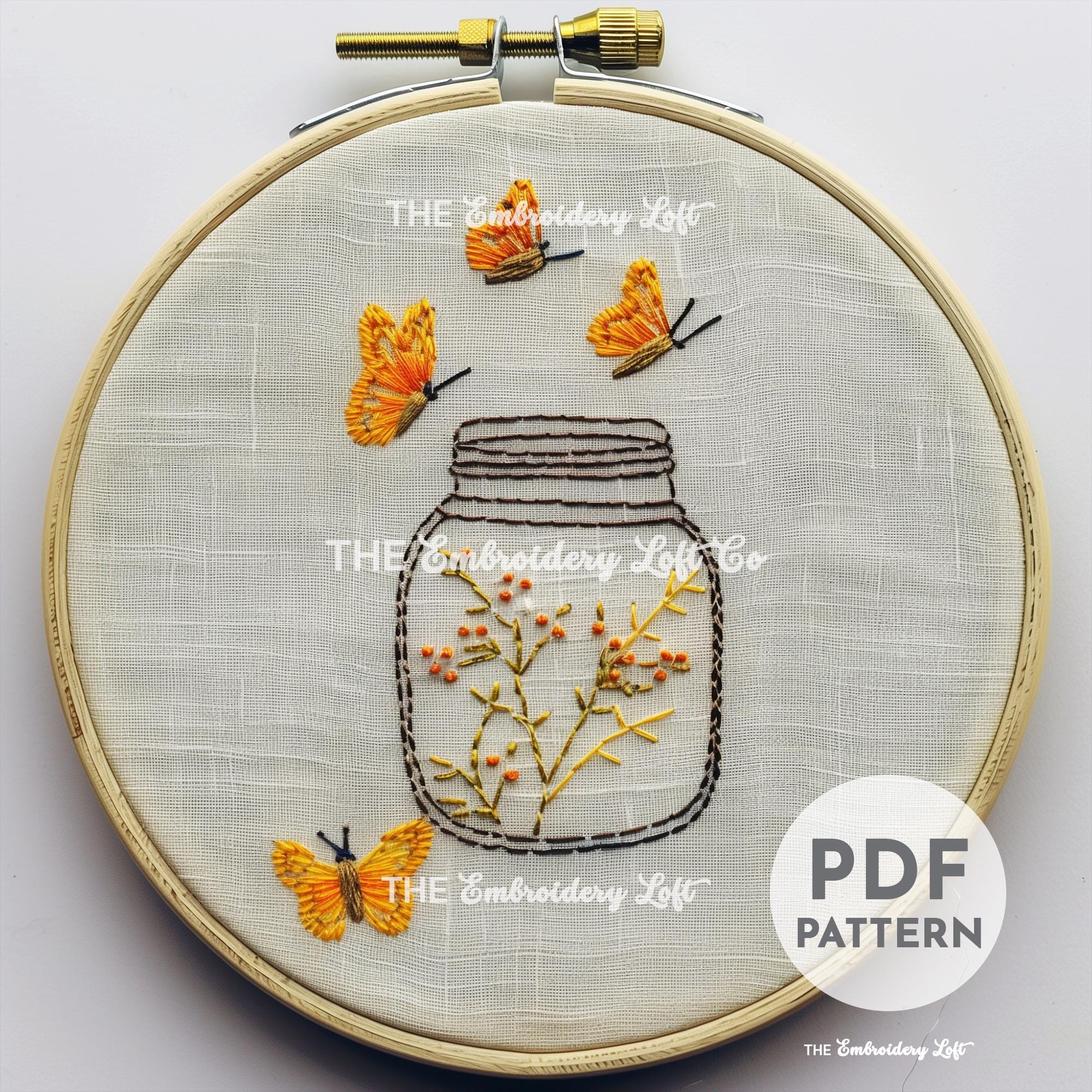 Butterflies and Flowers Hand Embroidery Pattern