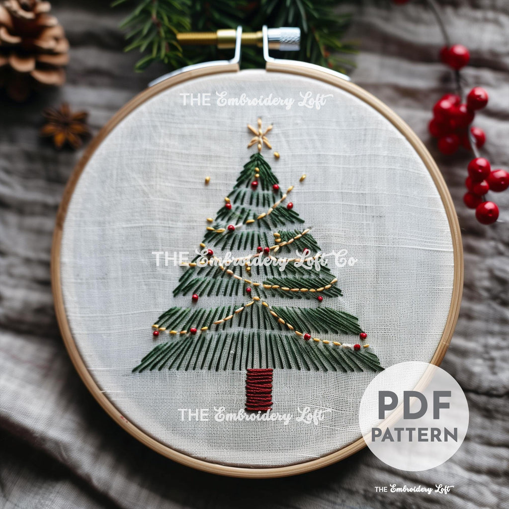 Minimalistic Christmas Tree Hand Embroidery Pattern