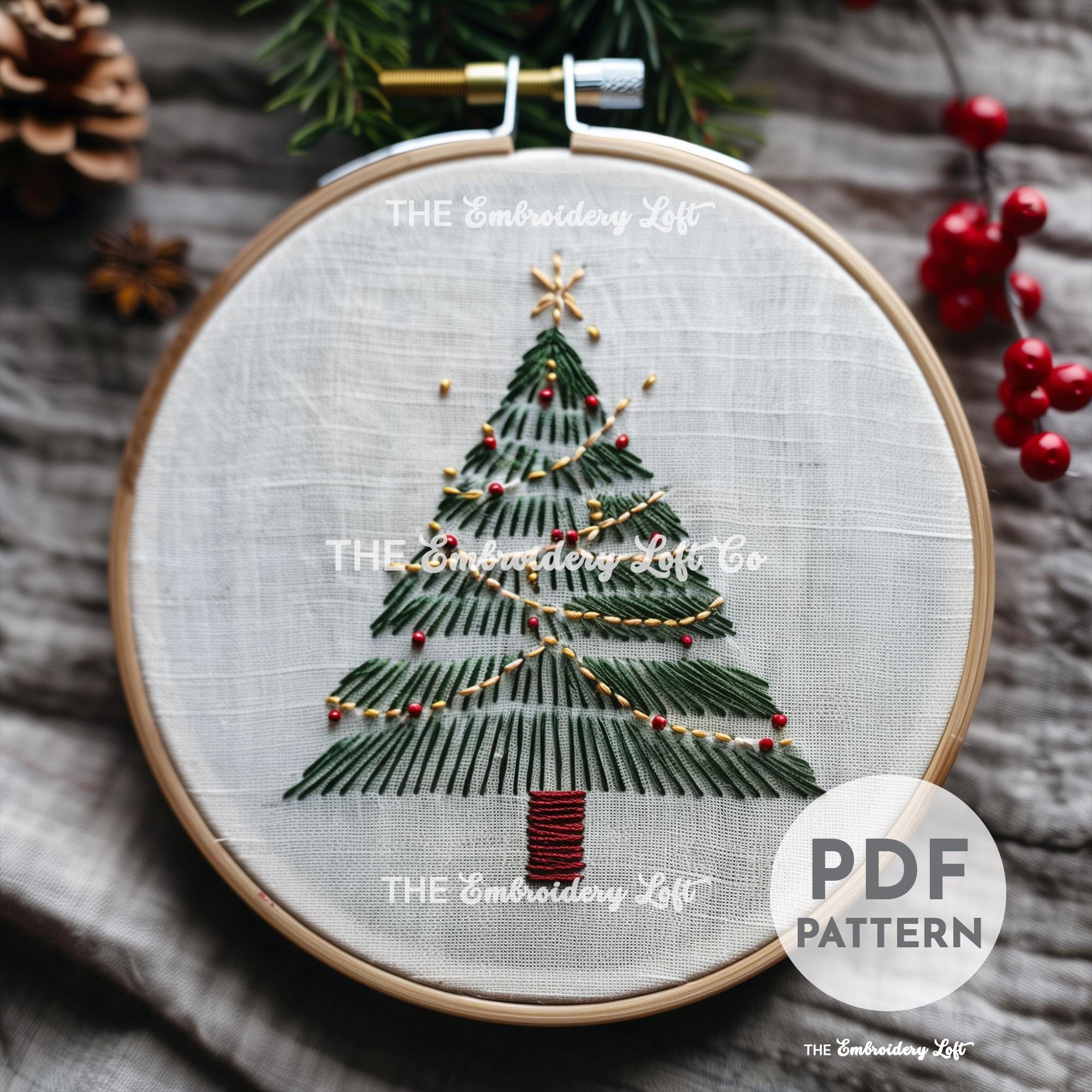 Minimalistic Christmas Tree Hand Embroidery Pattern