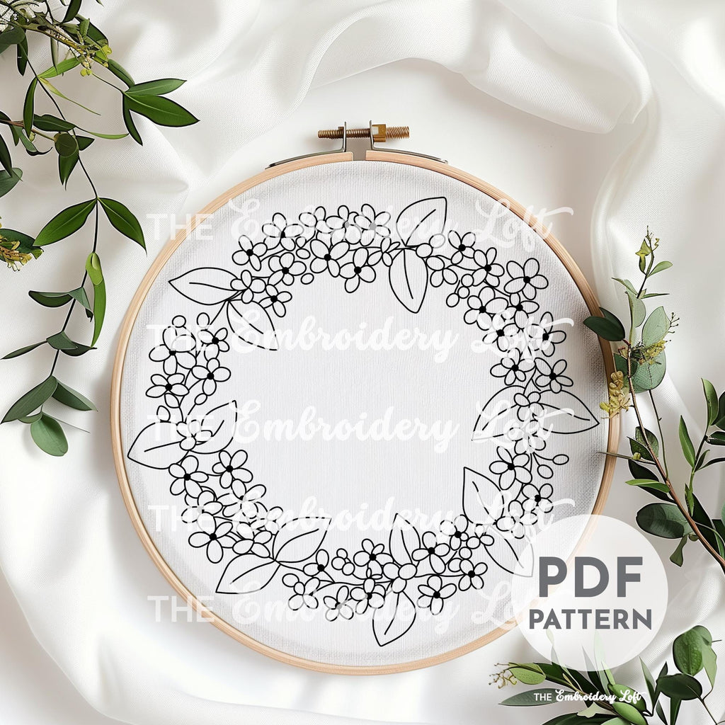 Lilac Wreath Hand Embroidery Pattern